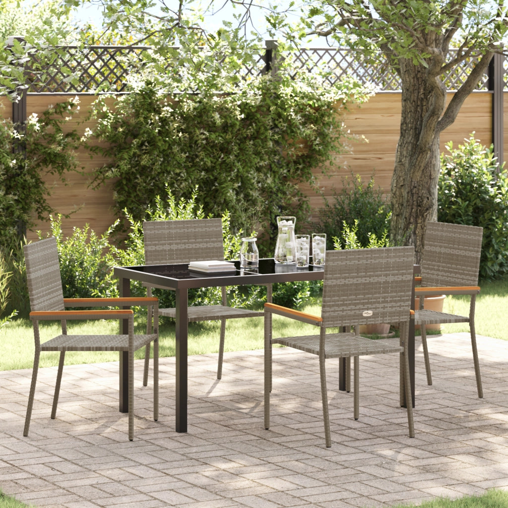 Set da Pranzo da Giardino 5 Pezzi Grigio Polyrattan
