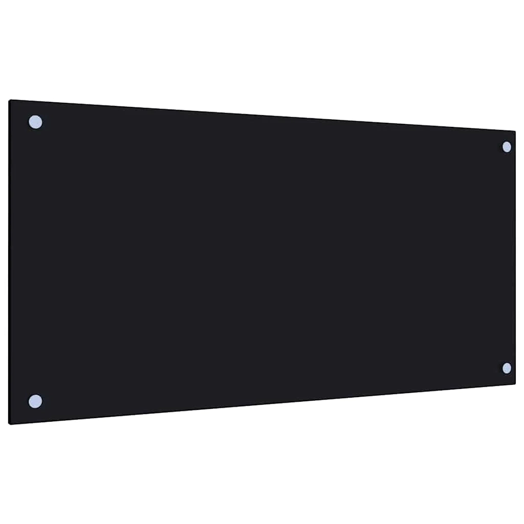 Set di 2 paraschizzi per cucina facili da pulire 80 x 40 cm vetro temperato nero 02_0055741