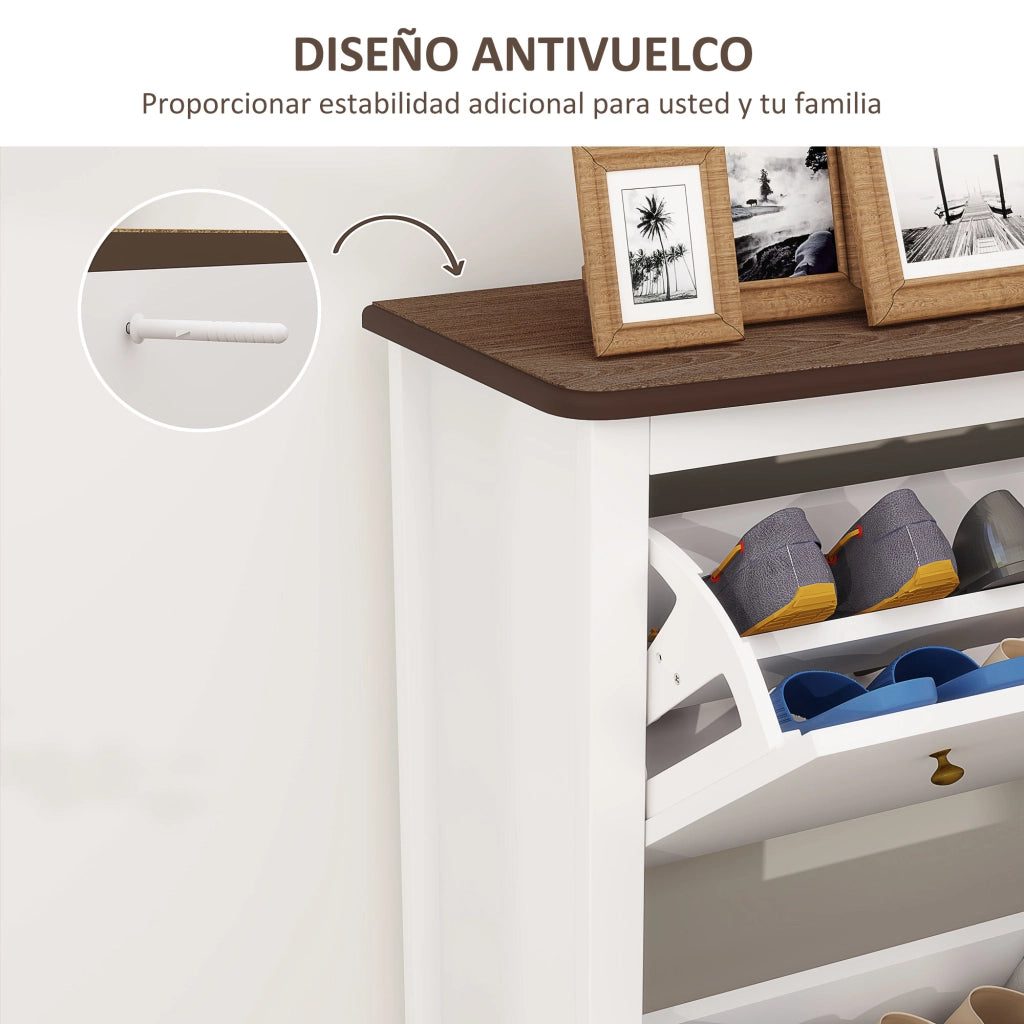 Mobiletto per Scarpe con 2 Ante e Ripiani Aggiustabili ¨C zephmum ¨C 84x29x109 cm Bianco
