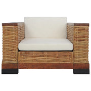 Divano Sedia-Poltrona con Cuscini Marrone in Rattan Naturale