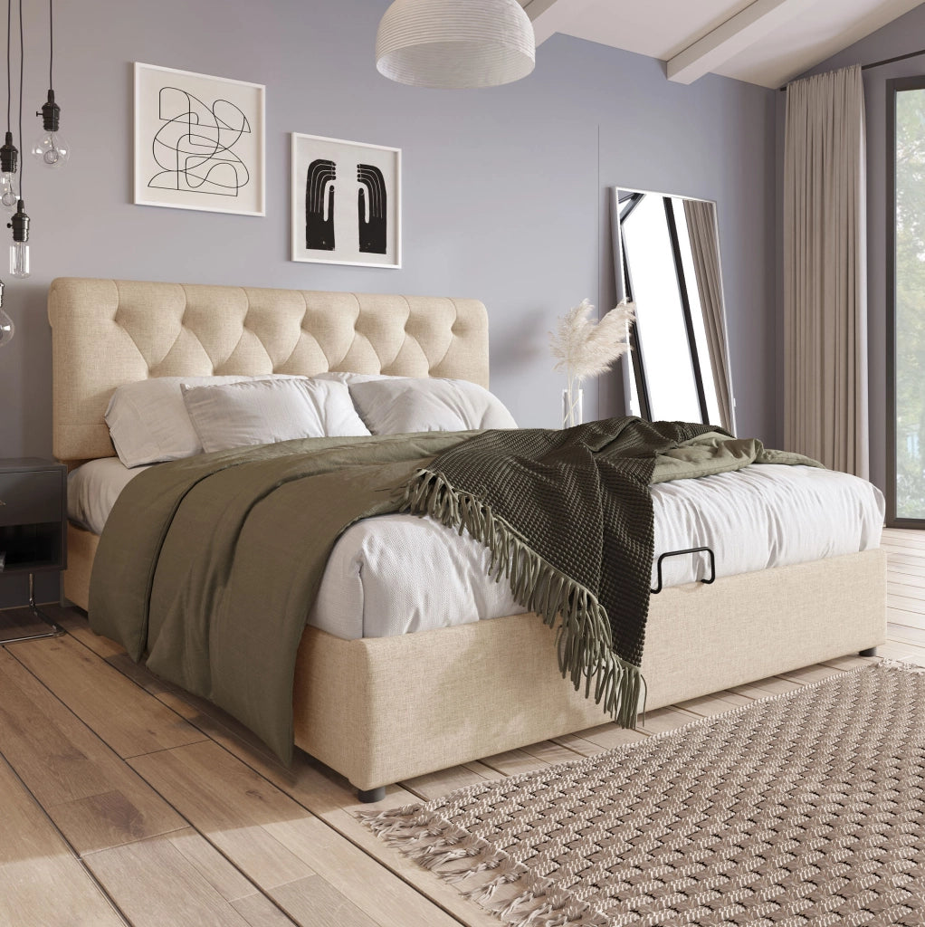 Letto matrimoniale 140x200 cm con contenitore idraulico e materasso H3