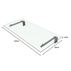 Tettoia in Vetro 120 x 80cm con Staffe in Acciaio Inossidabile per Porte Esterne