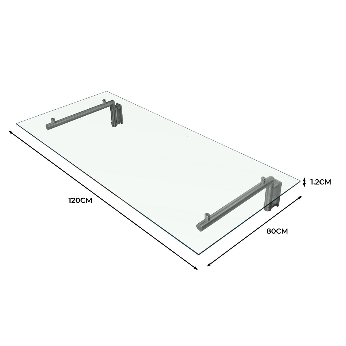 Tettoia in Vetro 120 x 80cm con Staffe in Acciaio Inossidabile per Porte Esterne