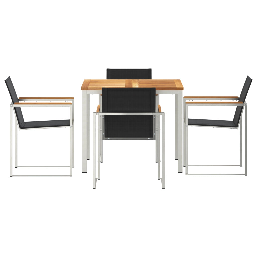 Set da Pranzo da Giardino  in Legno Massello di Teak in 5 Pezzi