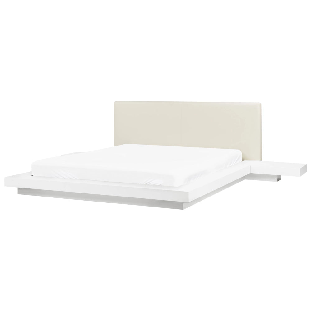 Letto giapponese bianco 160 x 200 cm Letto in legno a basso profilo Camera da letto
