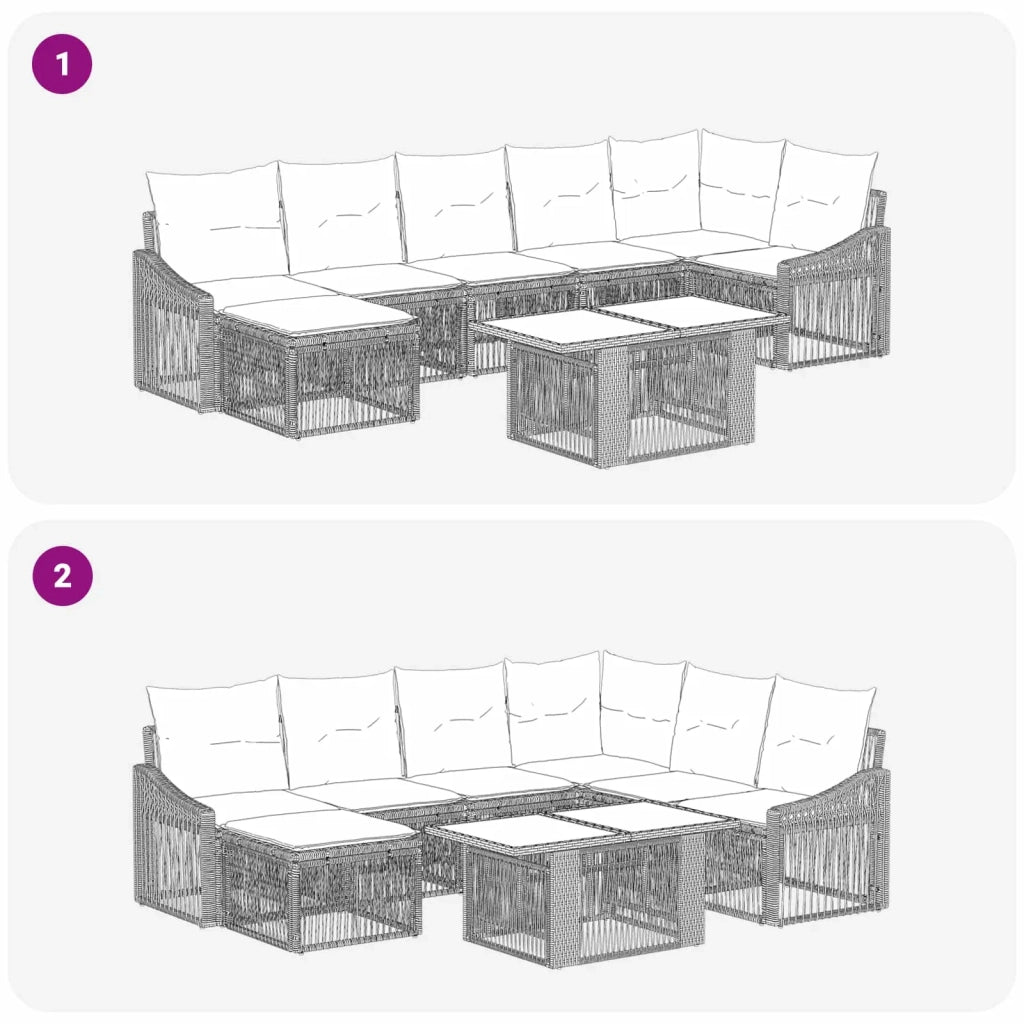 Set Divano da Giardino 8 pz Grigio e Grigio Scuro polyrattan 3437285