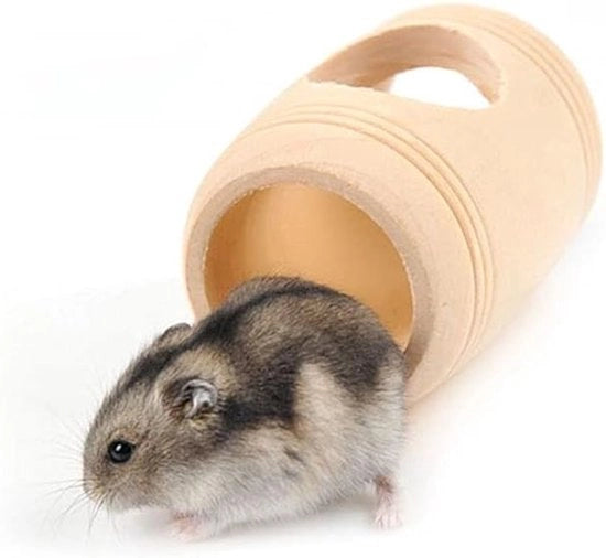 Tunnel in legno naturale per piccoli animali - nascondiglio per hamsters, topi, ratti - manufatto artigianale e sostenibile - arricchimento per piccoli animali domestici