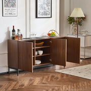 Sideboard 150x40x80 cm in MDF con design ondulato 3D e 2 ripiani regolabili