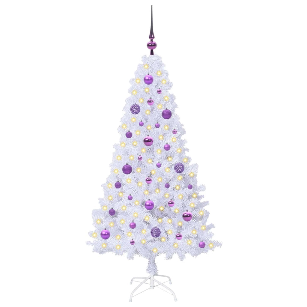 Albero di Natale Artificiale-Albero Natalizio Bianco 150 cm PVC e Acciaio 469661