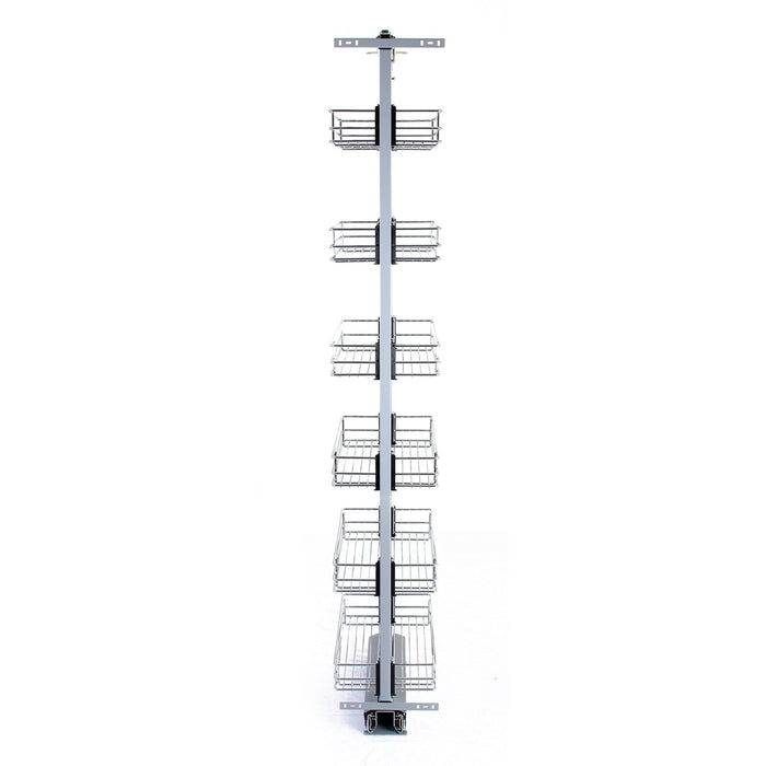 Colonna Estraibile da Cucina in Acciaio Inossidabile con 6 Cestelli 170-195cm