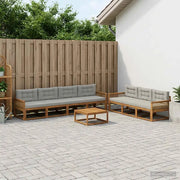 Set di divani da esterno 8 pcs Naturale e Grigio chiaro