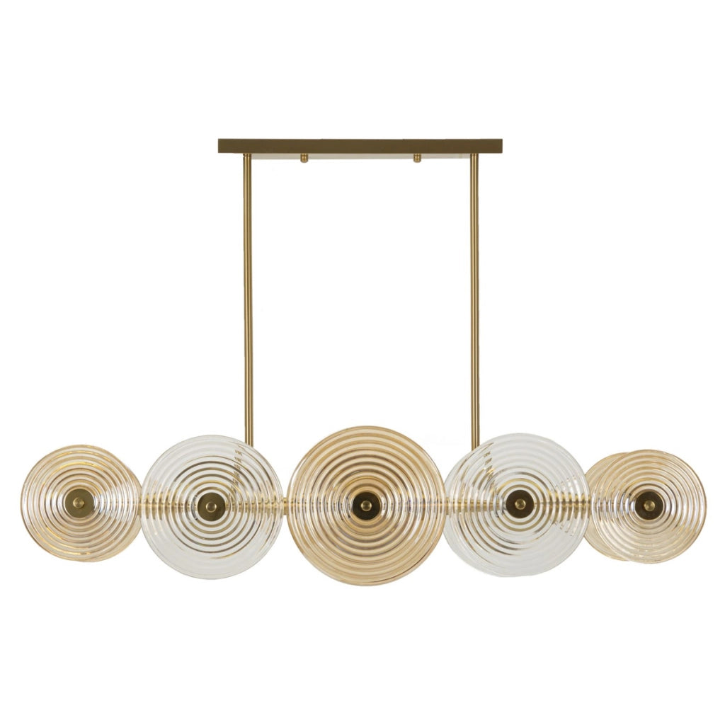Lampadario Venice in vetro e ferro dorato 116x27x79 cm