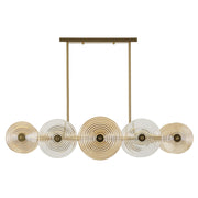 Lampadario Venice in vetro e ferro dorato 116x27x79 cm