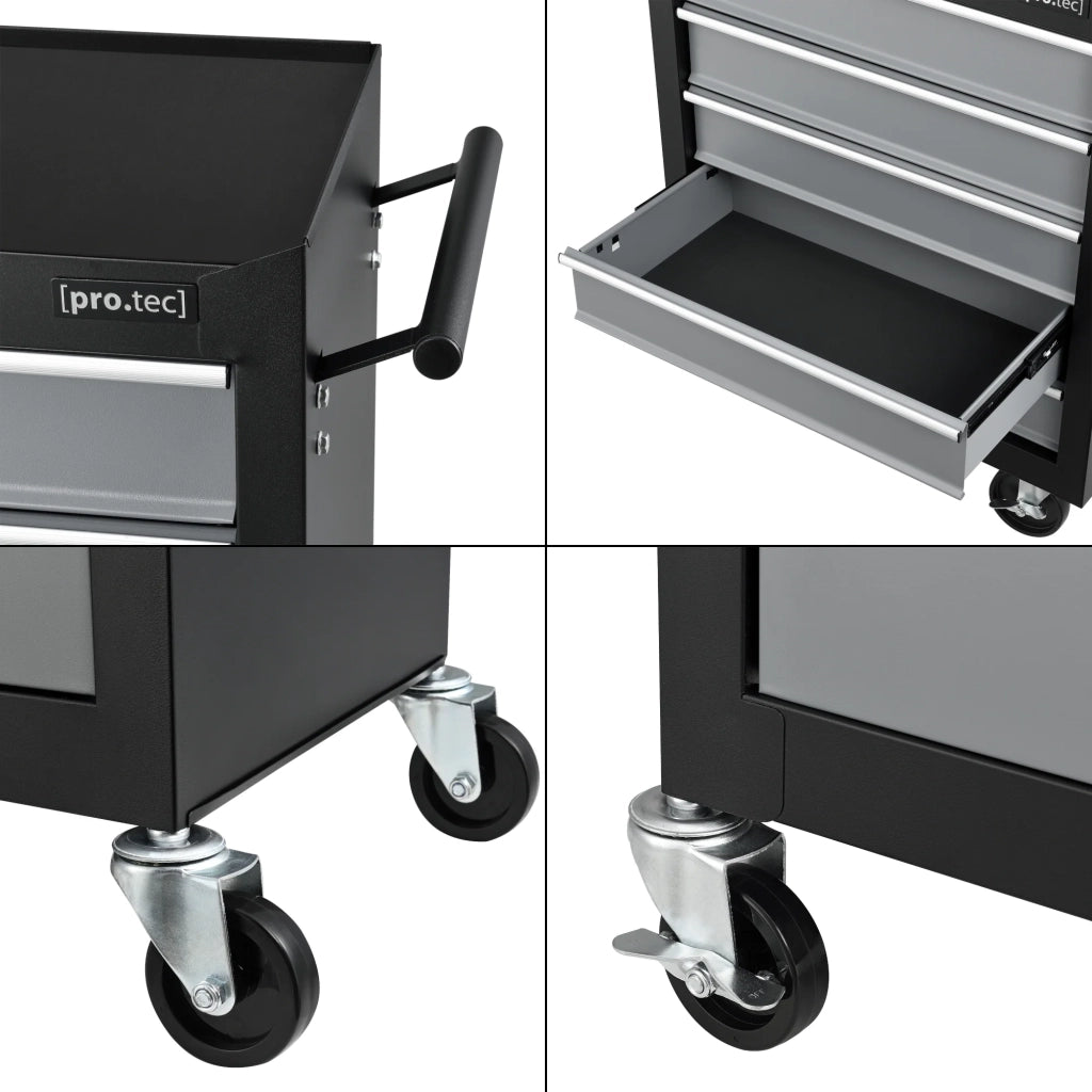 Carrello portautensili da officina con 5 cassetti 69 x 33 x 77,5 cm nero e argento 03_0008271