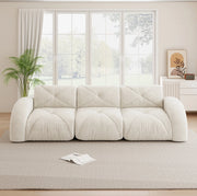 Divano modulare 3 posti senza struttura in chenille beige chiaro