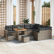 Set Divano da Giardino  12 Pezzi con Cuscini Grigio Rattan Polietilene Acacia