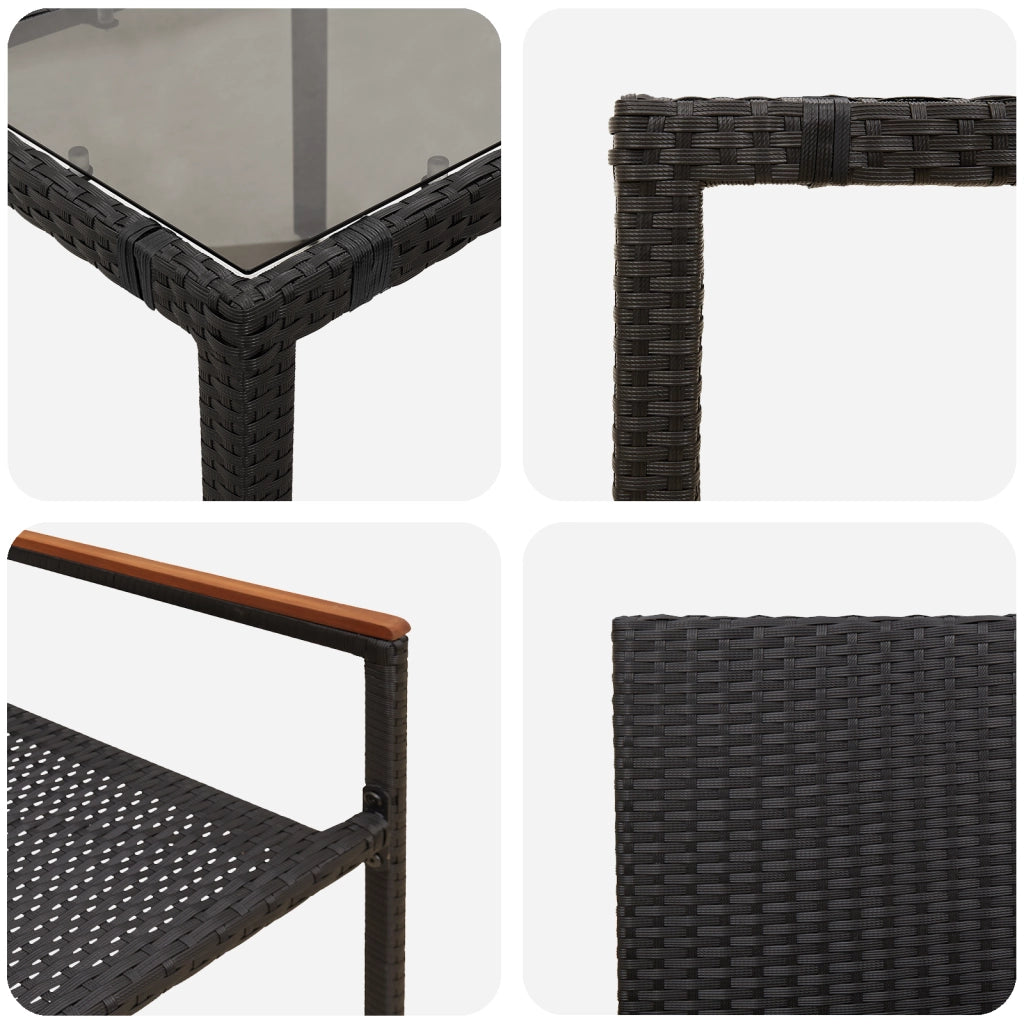 Set pranzo giardino  7 pezzi polyrattan nero