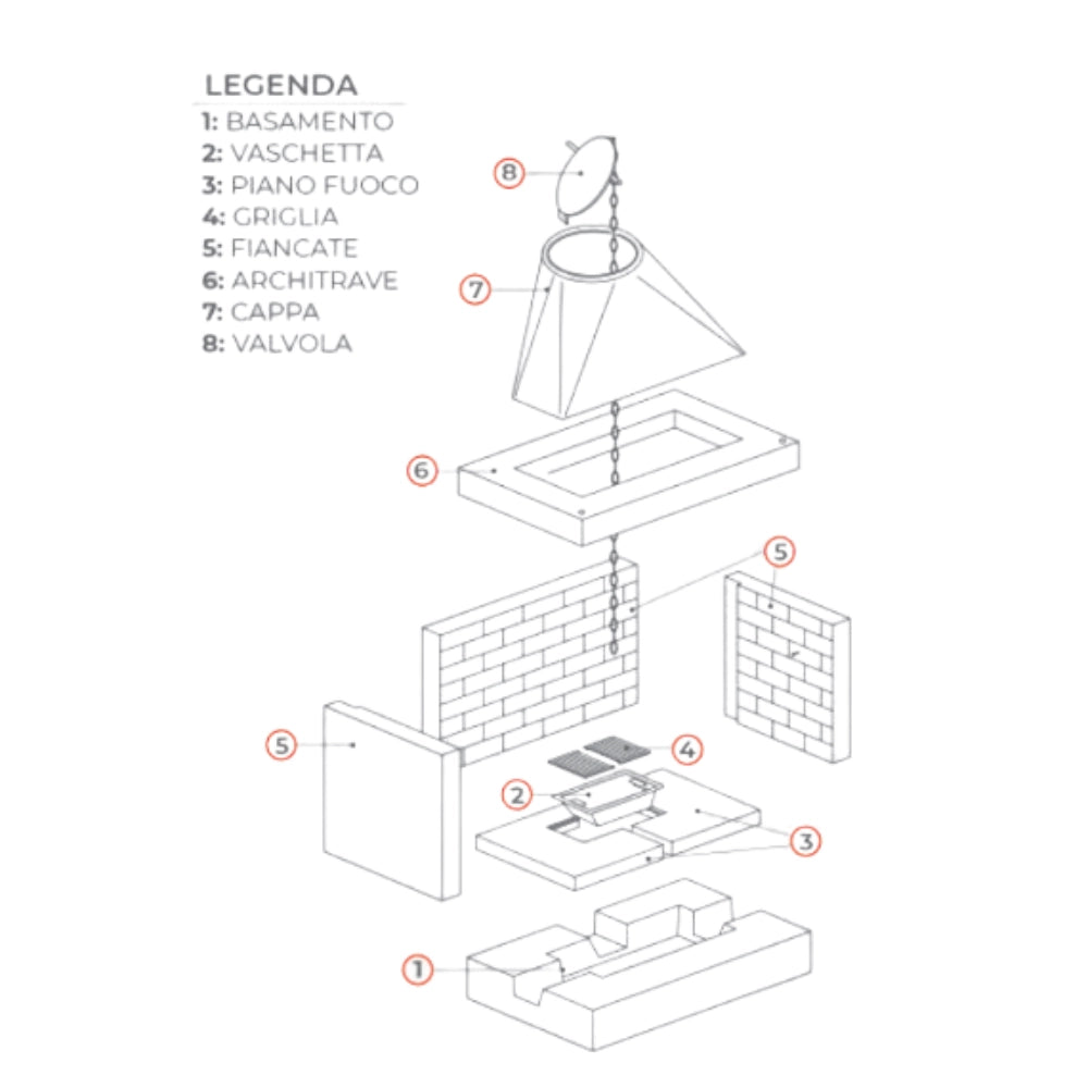 Camino a legna prefabbricato focolare aperto refrattario qr100ref parete angolo