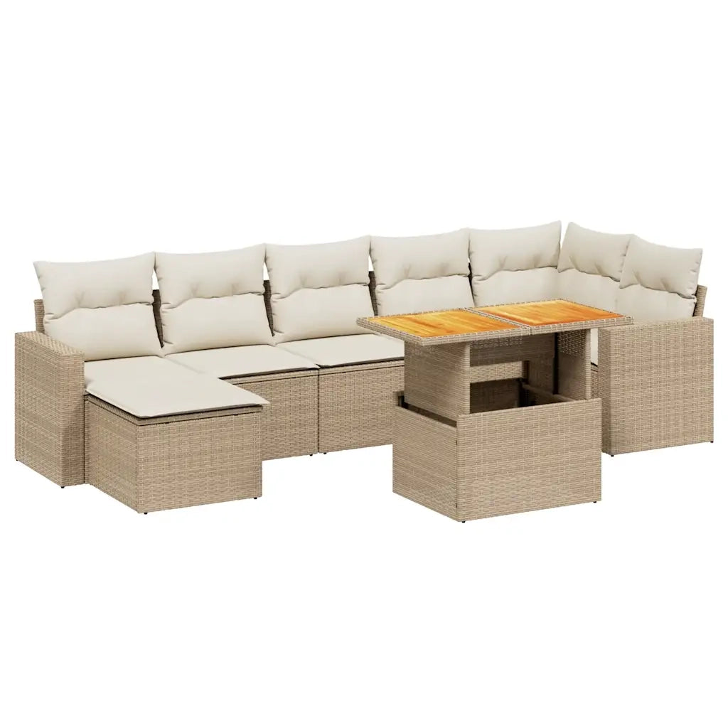 Set Divano da Giardino 8 pz con Cuscini Beige in Polyrattan 3271422