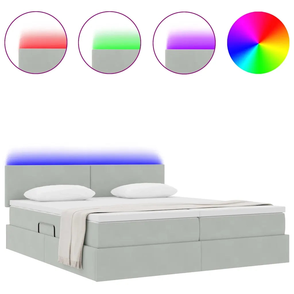 Letto con testiera Grigio chiaro 180 x 200 cm Velluto