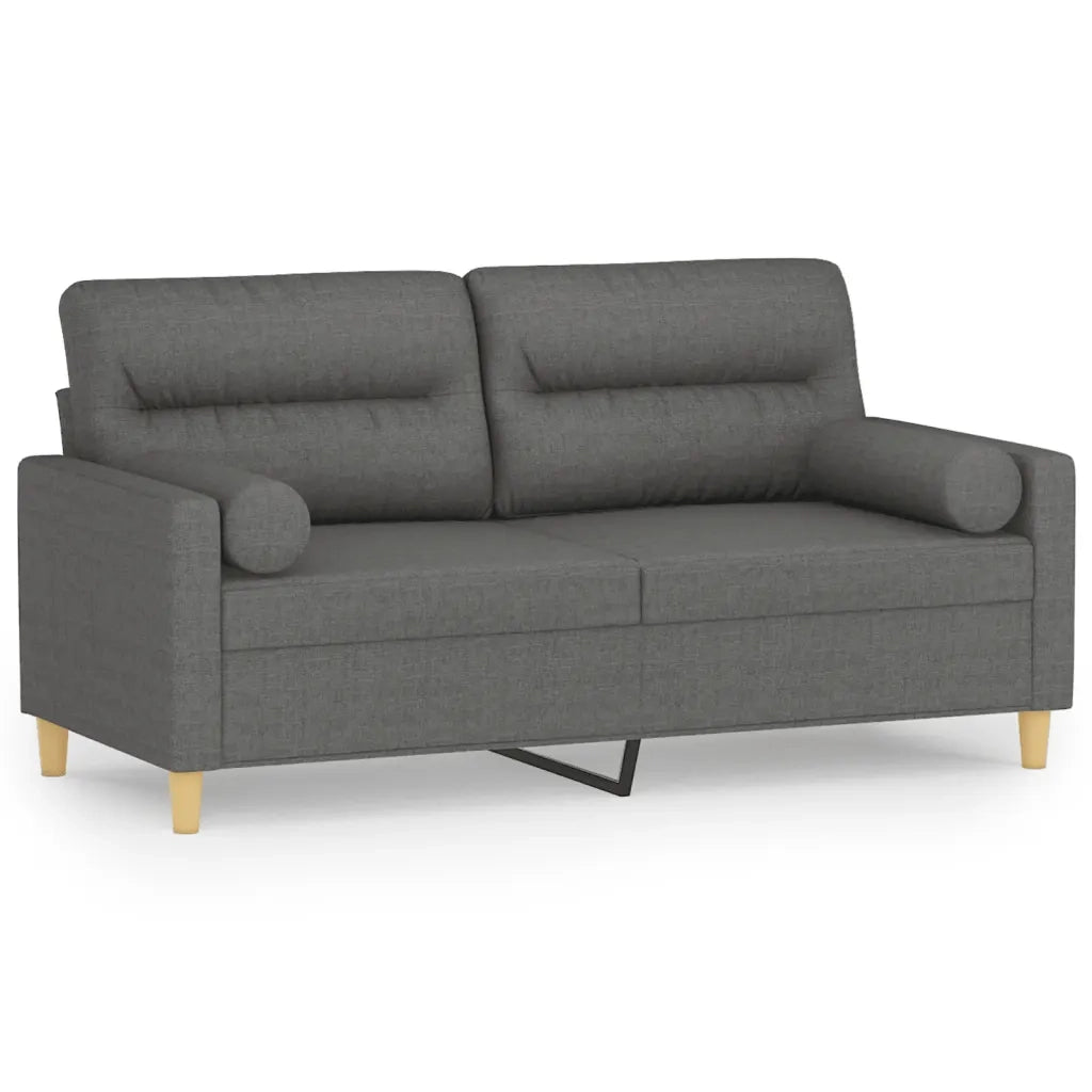 Divano a 2 Posti con Cuscini-Sofa 2 Posti con Cuscini Grigio Scuro 140 cm in Tessuto 833724