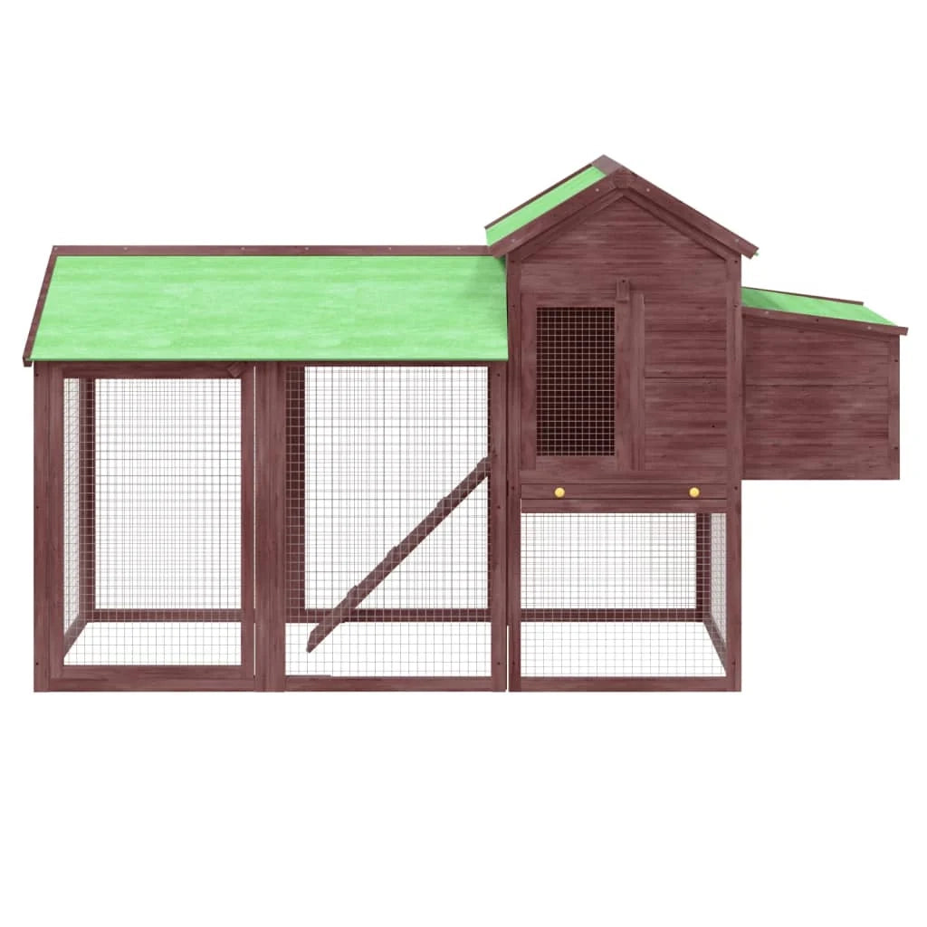 Pollaio/recinto/gabbia per galline colore moka 193 x 65 x 117 cm legno massello di pino marrone 02_0044020