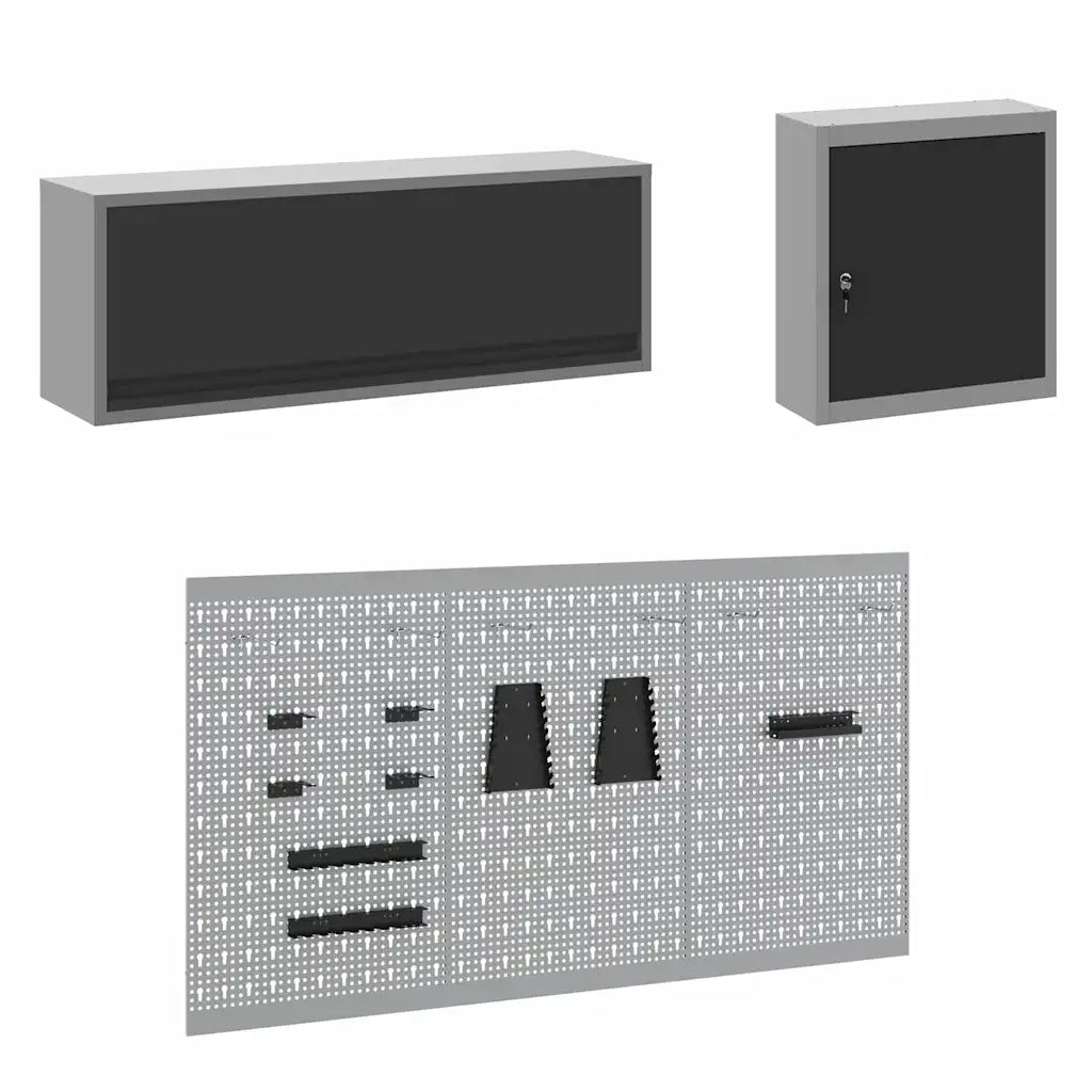 Set di mobili da lavoro con cassetto con blocco 8 pcs Nero 3321450