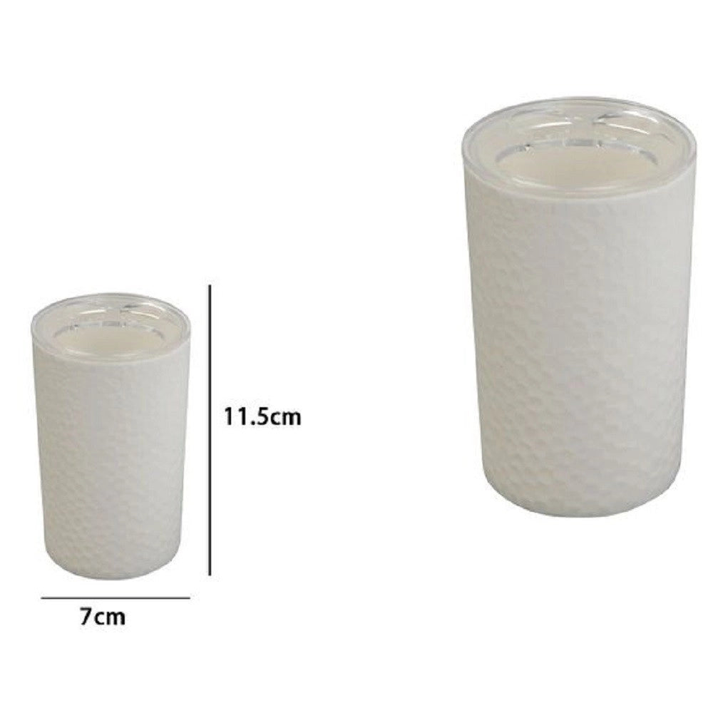 Trade Shop - Porta Spazzolini Bicchiere Accessorio Bagno Bianco 3 Fori Portaspazzolini 79778 -