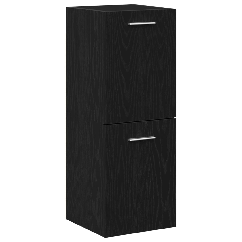 Armadiolo da Bagno  Nero Rovere 30x30x80 cm in legno ingegnerizzato