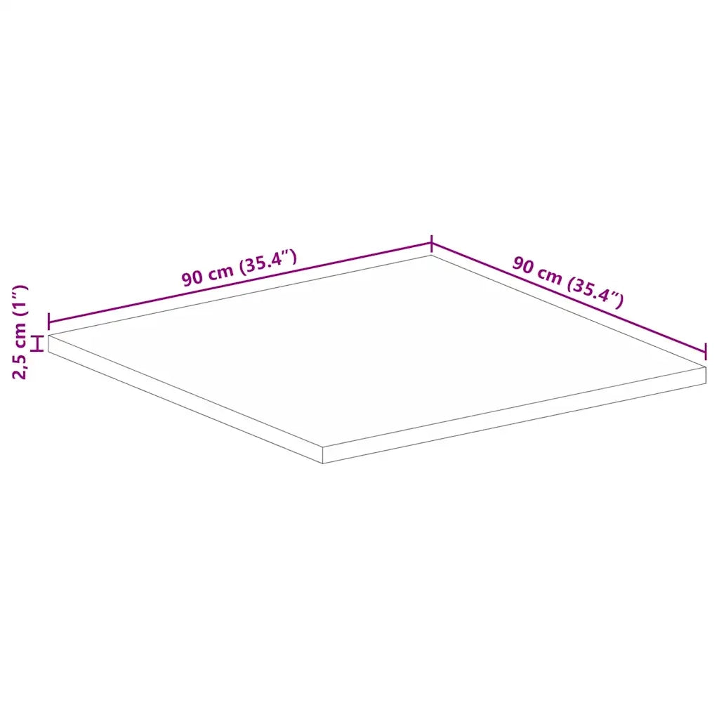 Piano per Tavolo 90x90x2,5 cm Quadrato Legno Massello di Pino 371614