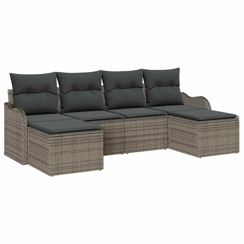 Set Divano da Giardino 6 pcs Grigio polyrattan 3354478