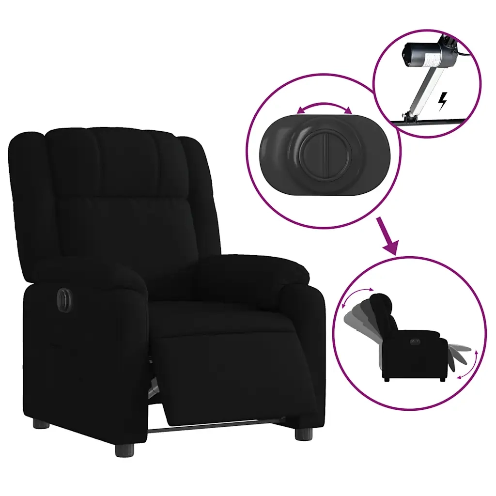 Poltrona | Sedia Relax Elettrica Reclinabile Nera in Tessuto