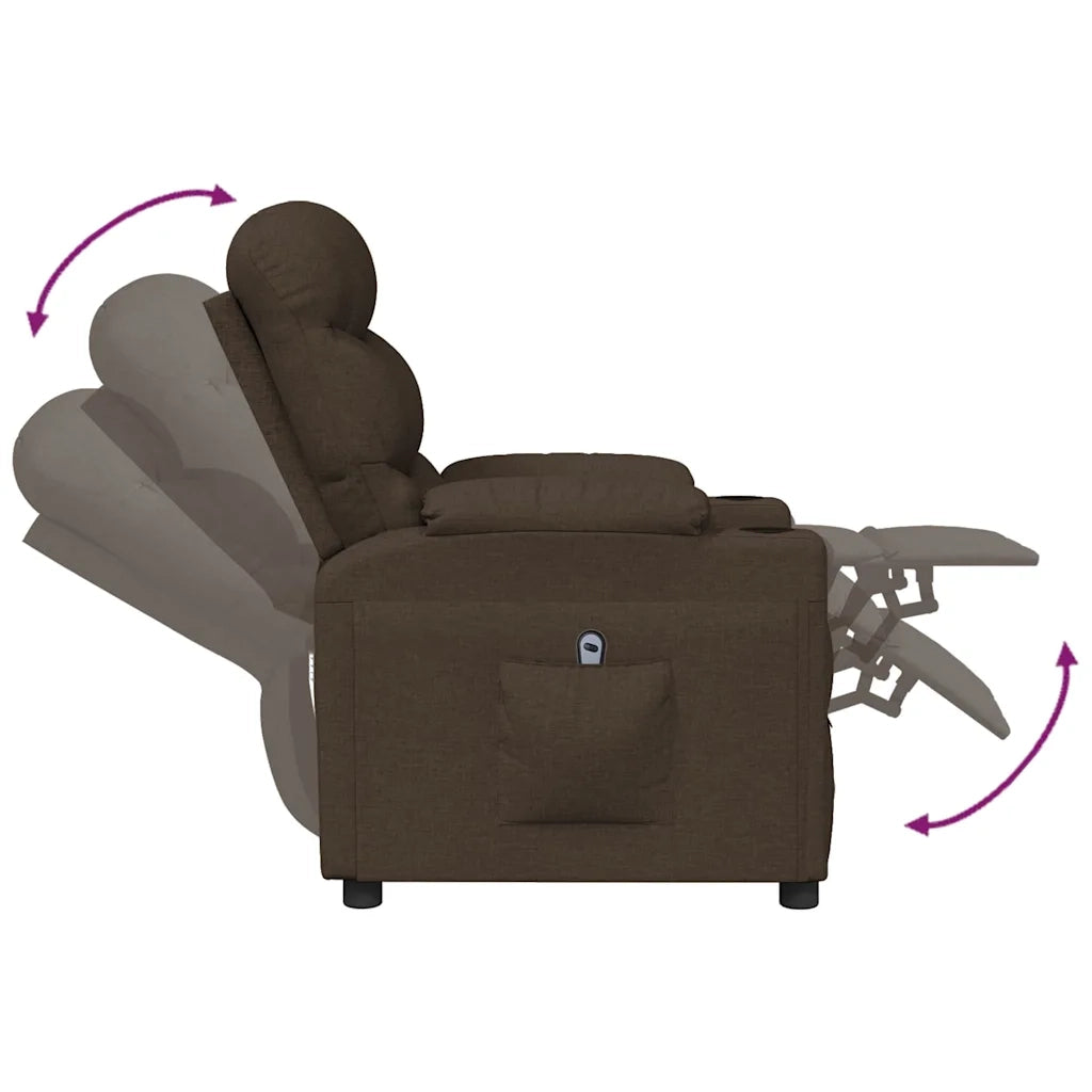 Poltrona Elettrica Reclinabile Marrone Scuro in Tessuto 3143496