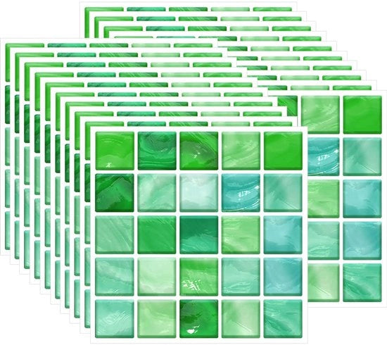 20 pezzi di adesivi per piastrelle in PVC, adesivo per piastrelle autofibroso, impermeabile, termoriflesso, adesivi per piastrelle per decorazione della cucina, adesivi per muro, stile mosaico, verde (10 x 10 cm / 4 x 4 pollici)