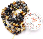 Kralen con corda per l'assemblaggio di gioielli Pietre decorative per DIY Pietre energetiche per bracciale curativo 10 mm = 76 pezzi e 1 rotolo di corda Ghiaccio tigre grigio 10 mm