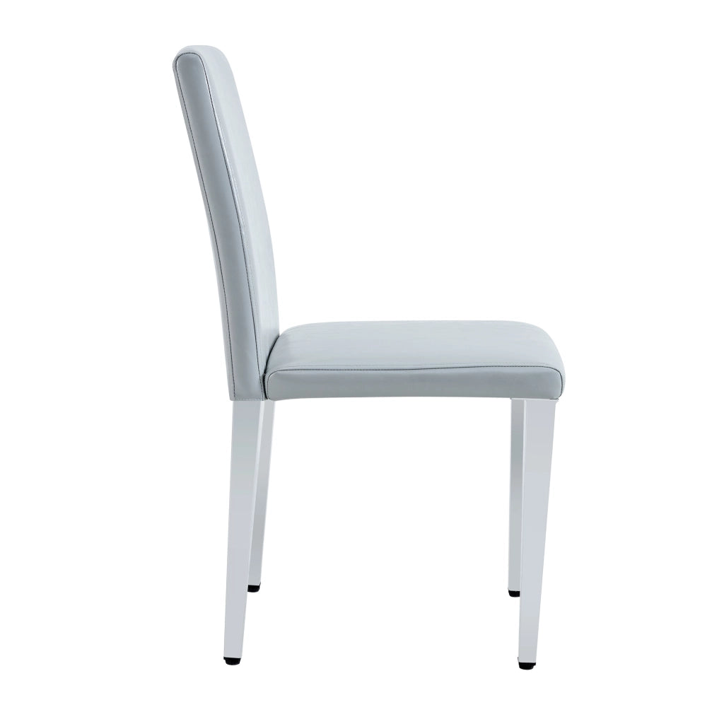 Sedia da pranzo Set di 2 con schienale ergonomico e gambe in metallo, in PU, Grigio chiaro