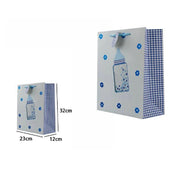 Trade Shop - Set 3 Buste Da Regalo 26x32x12cm Fantasia Biberon Maschio Femmina Nascita 65913 -