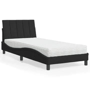 Letto con Materasso-Struttura Letto con Materasso Hanko Nero 80x200 cm in Velluto