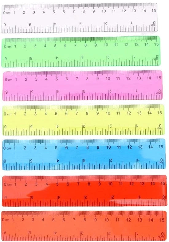 Set di Linee da 7 a 15 cm - Flexibile - Linea Creativa - Strumenti di Scrittura - Linea da Scuola - Colori Translucidi