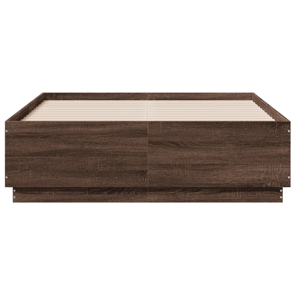 Giroletto Luci LED Rovere Marrone 135x190 cm Legno Multistrato