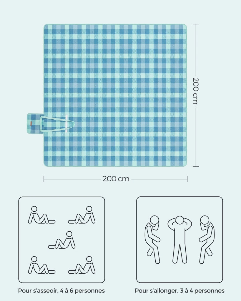 Coperta da picnic con 4 picchetti grande tappetino per campeggio giardino spiaggia uso esterno idrorepellente pieghevole portatile blu 12_0005259