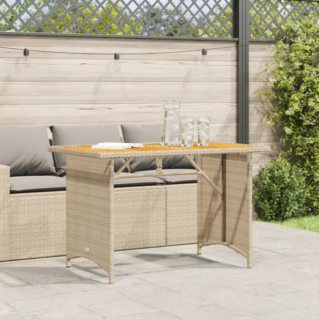 Tavolo da Giardino Piano in Legno Beige 110x68x70 cm Polyrattan 366357