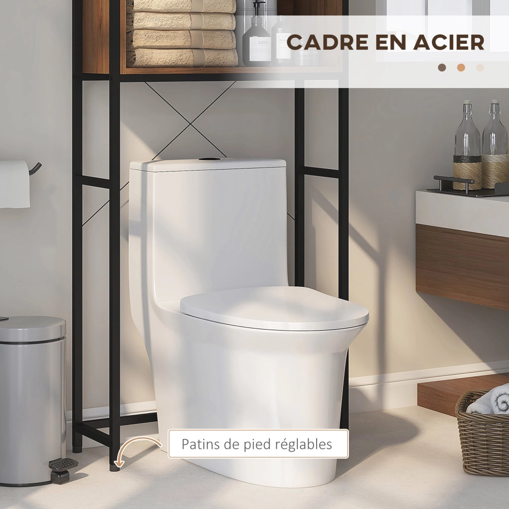 Mobile Bagno Armadietto Ante Niche ¨C Zephmum ¨C 68x25.5x172.5 cm Marrone Nero