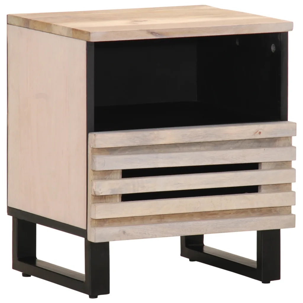 Comodini 2pz 40x34x46 cm in Legno Massello di Mango Sbiancato 377473