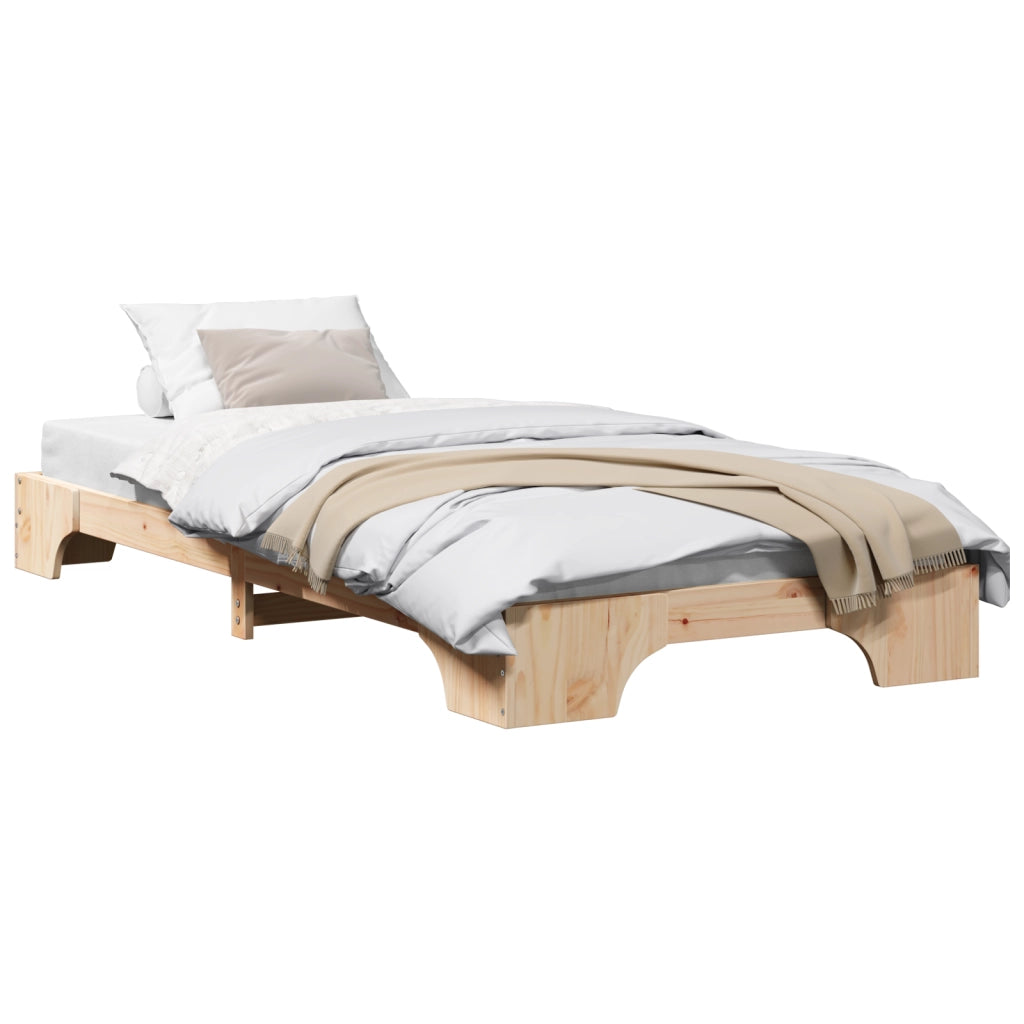 Rete Letto Naturale Legno di Pino Massello 75 x 190 cm Semplice