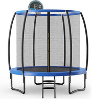 Trampolino Elastico per Bambini 245/333/367 cm Certificato GS, Tappeto Elastico con Rete, Anello da Basket, Scaletta con 2 Gradini, Palla da Basket e Pompa, Portata 100 kg