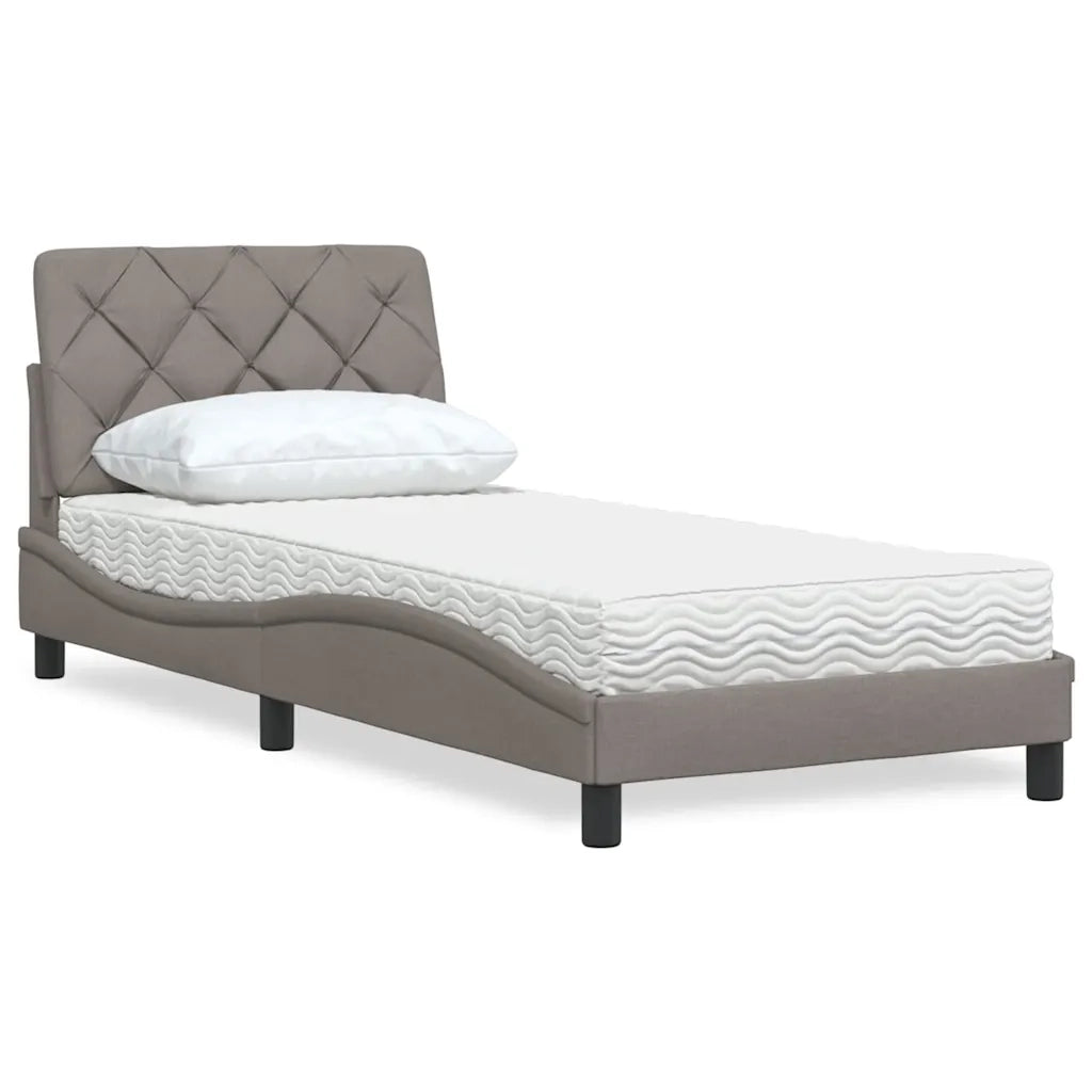 Letto con Materasso Tortora 80x200 cm in Tessuto 3310703