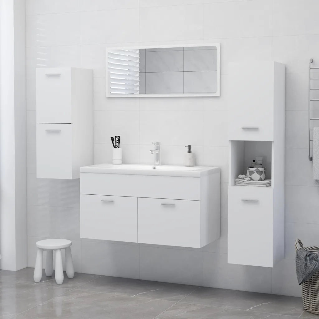 Armadio da Bagno Bianco 30x30x130 cm in Truciolato
