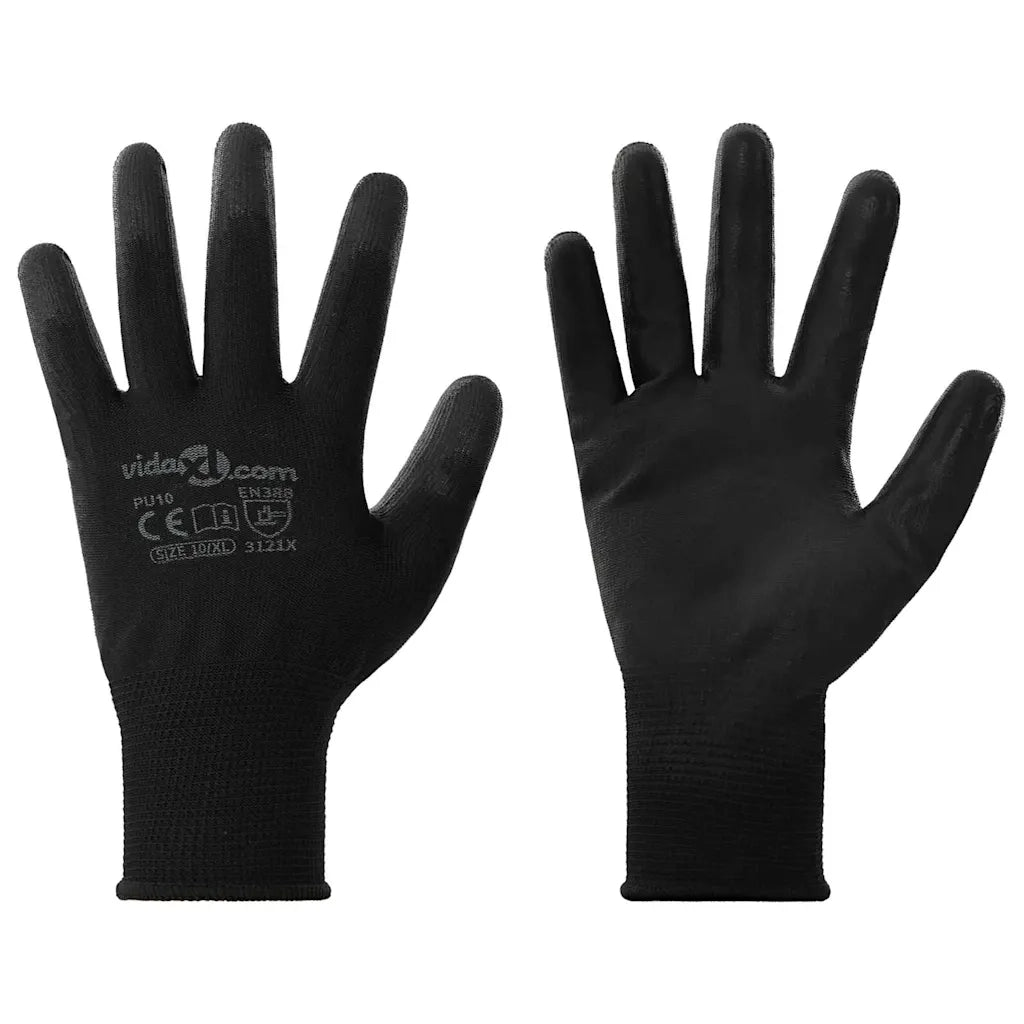Guanti da Lavoro 24 pcs Nero 10 / xl Poliestere
