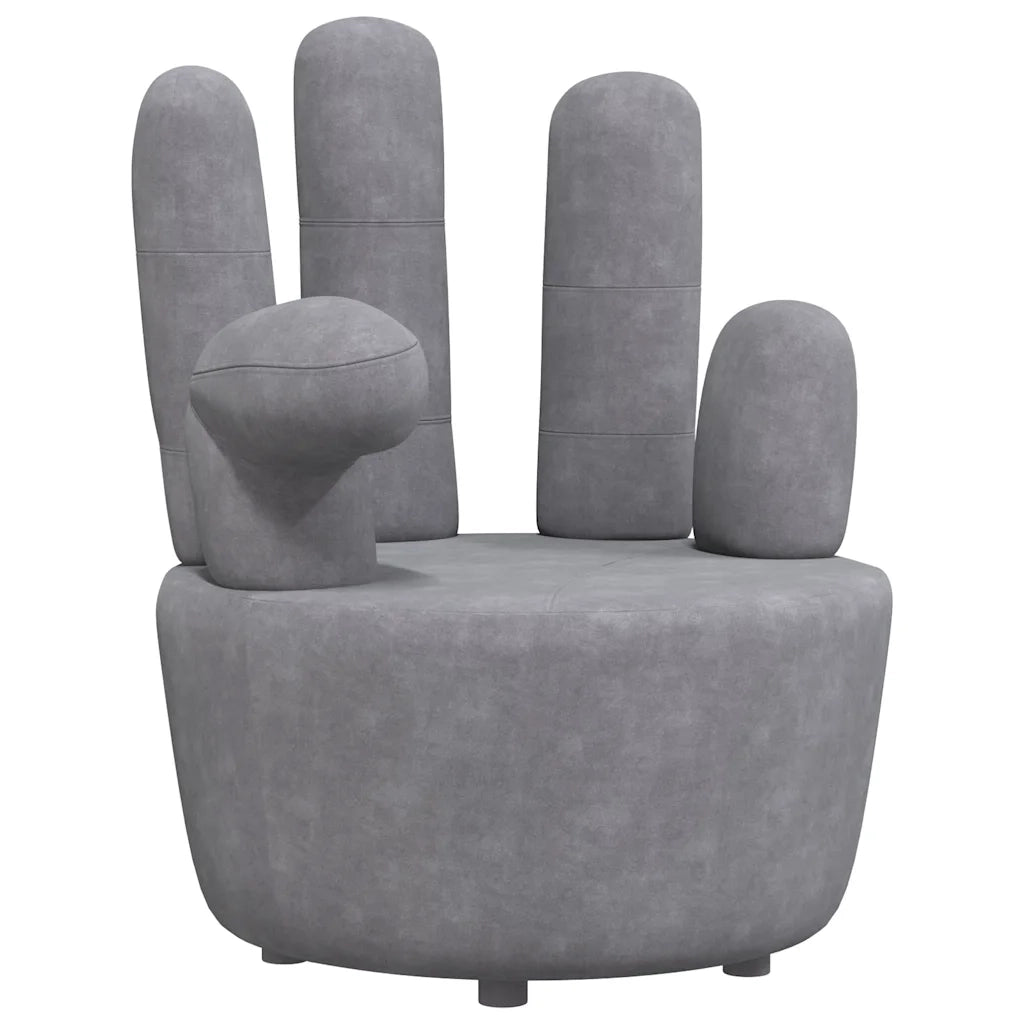 Poltrona a Forma di Mano Grigia in Velluto cod mxl 9526